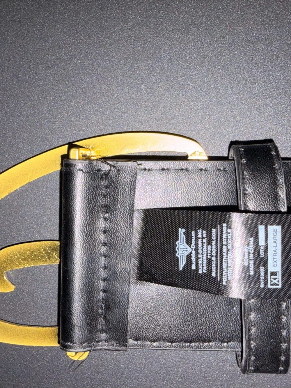 Disney Buckle-Down Signature D Belt Black Gold Plus Size XL